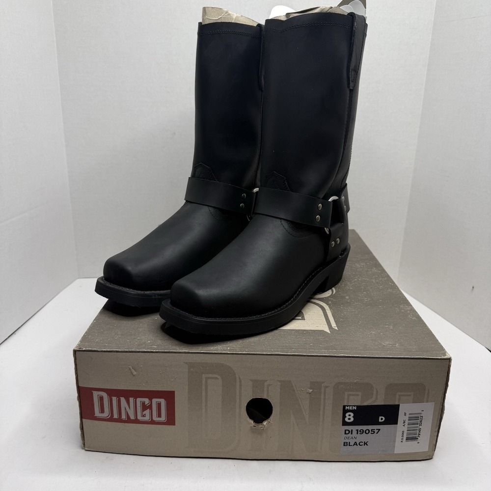 Dingo Dean Harness Boots Men’s 8 D Black Leather Motorcycle Biker DI19057